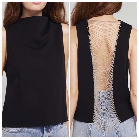 Alice + Olivia Tops - ALICE + OLIVIA Two-Way Merino Wool Tank w Chains ⛓